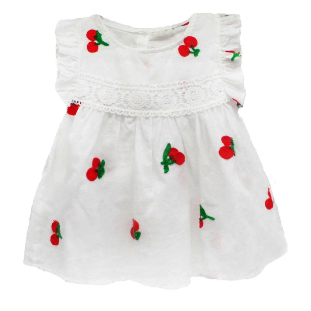 Summer Pineapple Print Baby Girl Frill Sleeve Cotton A-Line Dress