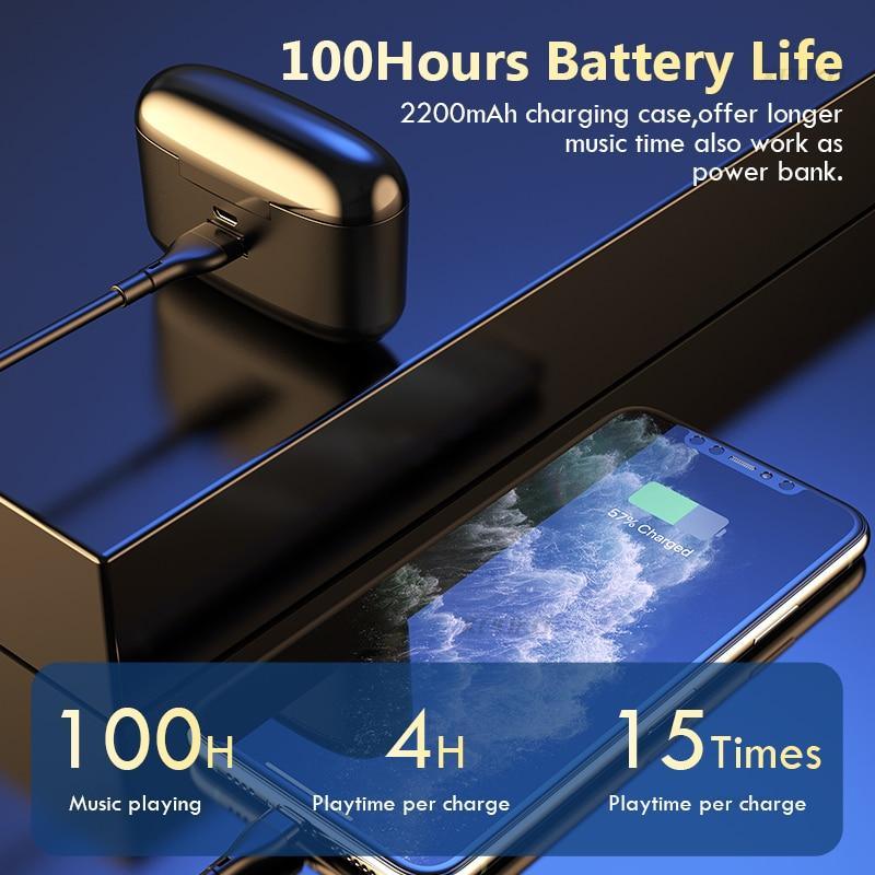 Waterproof Bluetooth 5.0 Sports Earbuds with 100H Battery Case