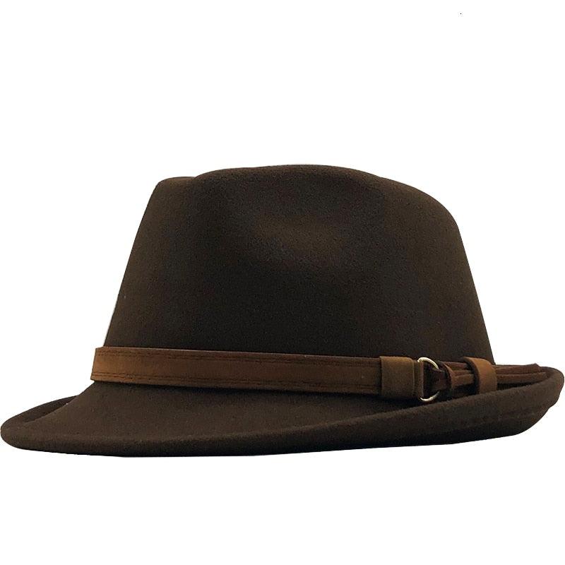 Classic Unisex Fedora Hat with Belt Buckle Vintage Style