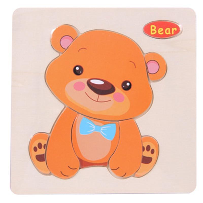 3D Wooden Cartoon Animal Puzzle Set for Toddlers and Preschoolers