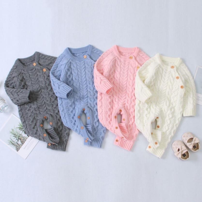 Handmade Knitted Long Sleeve Baby Romper Heritage Style