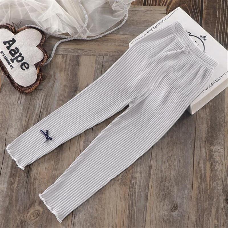 Girls Patchwork Knit Leggings - Stretchy Bow Detail Trousers