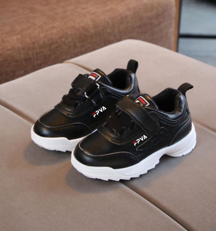 Leather Hook and Loop Fashion Sneakers for Toddlers and Kids