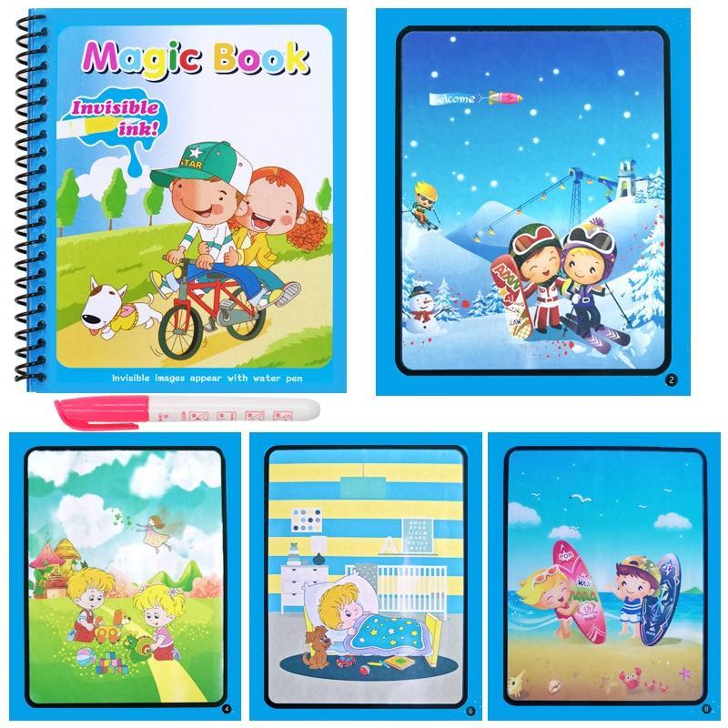 Reusable Magic Water Drawing Book for Kids - Mess-Free Coloring