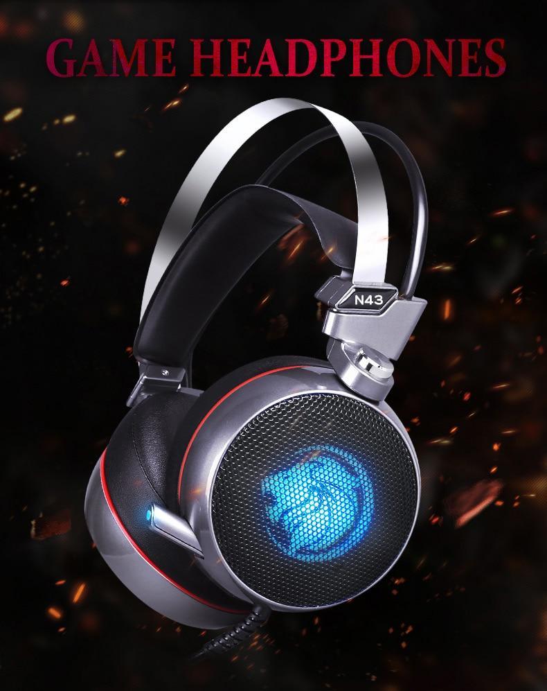 N43 7.1 Virtual Surround Sound Gaming Headset with Mic & LED Light