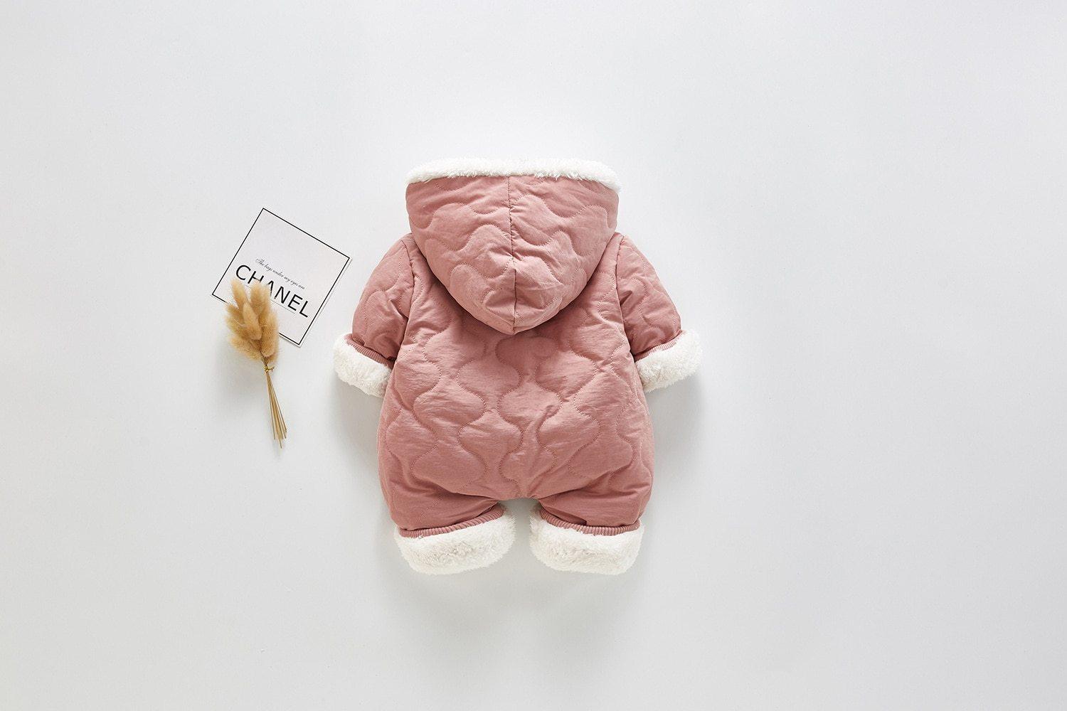 Plush Thickened Winter Jumpsuit for Infants - Minimalist Snowsuit