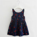 Summer Cherry Print Halter Dress for Girls - Cotton V-Back Style