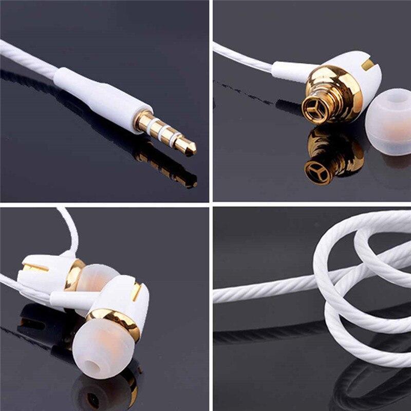 Wired Headphones with Mic & Volume Control - White, Gold, Blue