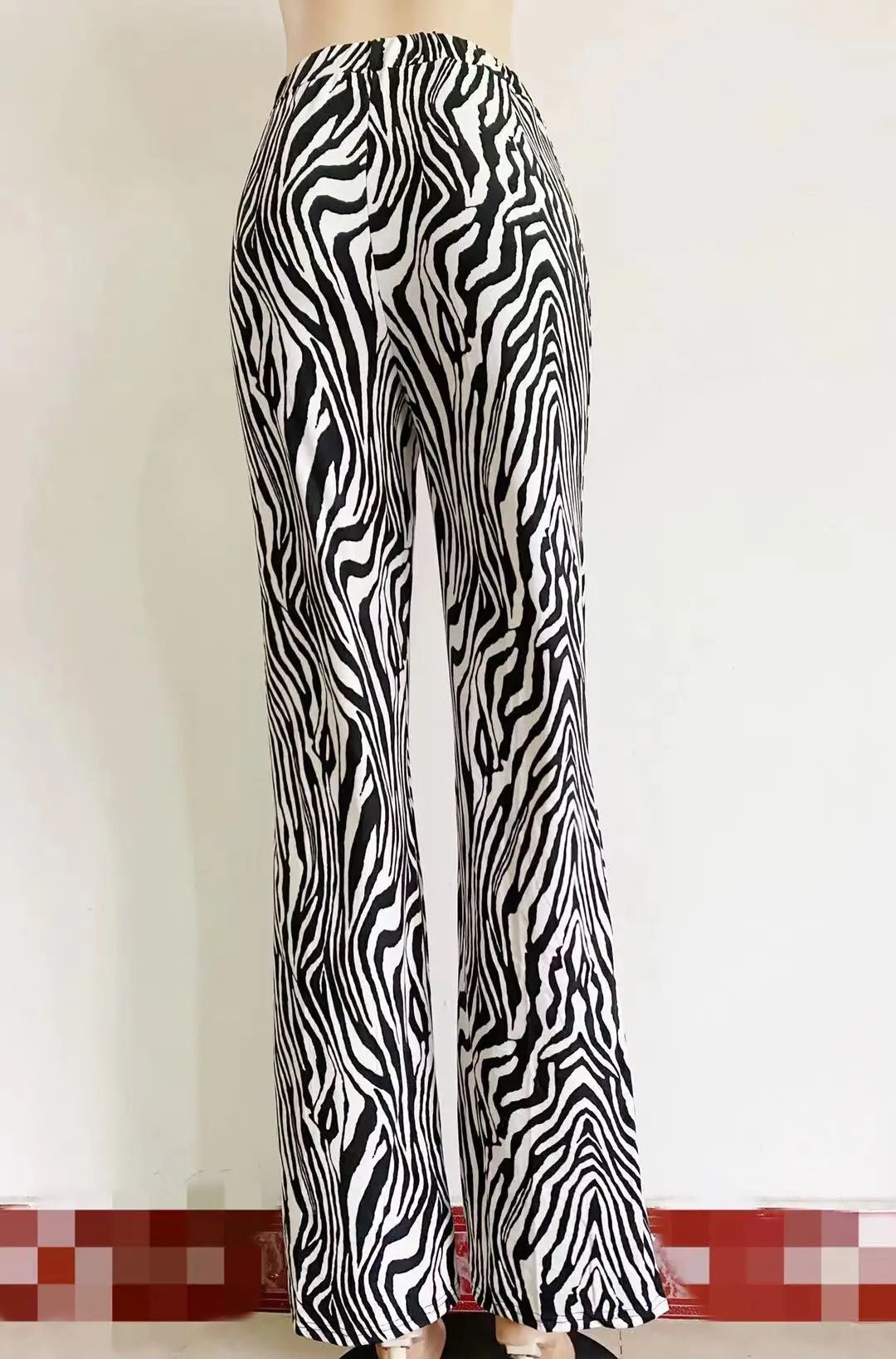 Women's Zebra Print High Waist Wide Leg Pants Casual Trousers - Image 31