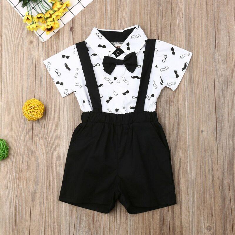 Baby Boys Formal Two-Piece Suspender Outfit with Bow Tie