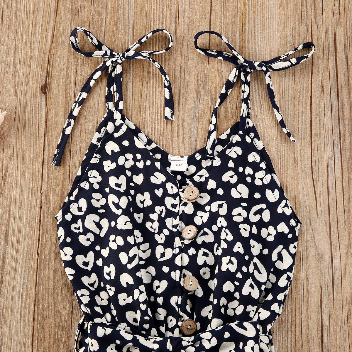 Baby Girls Leopard Print Sleeveless Romper Bohemian Playsuit