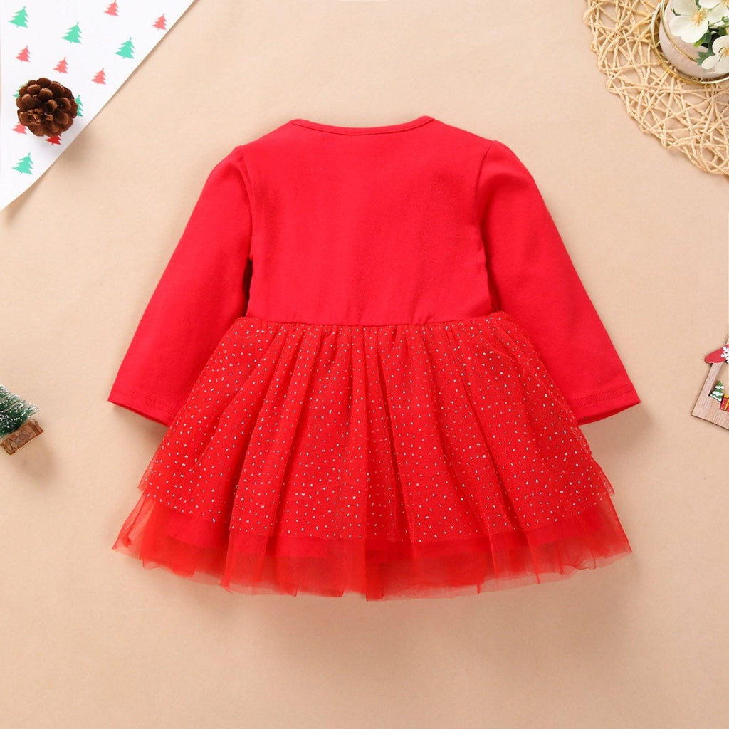 Baby Girl Christmas Deer Print Tutu Skirt Dress Festive Outfit