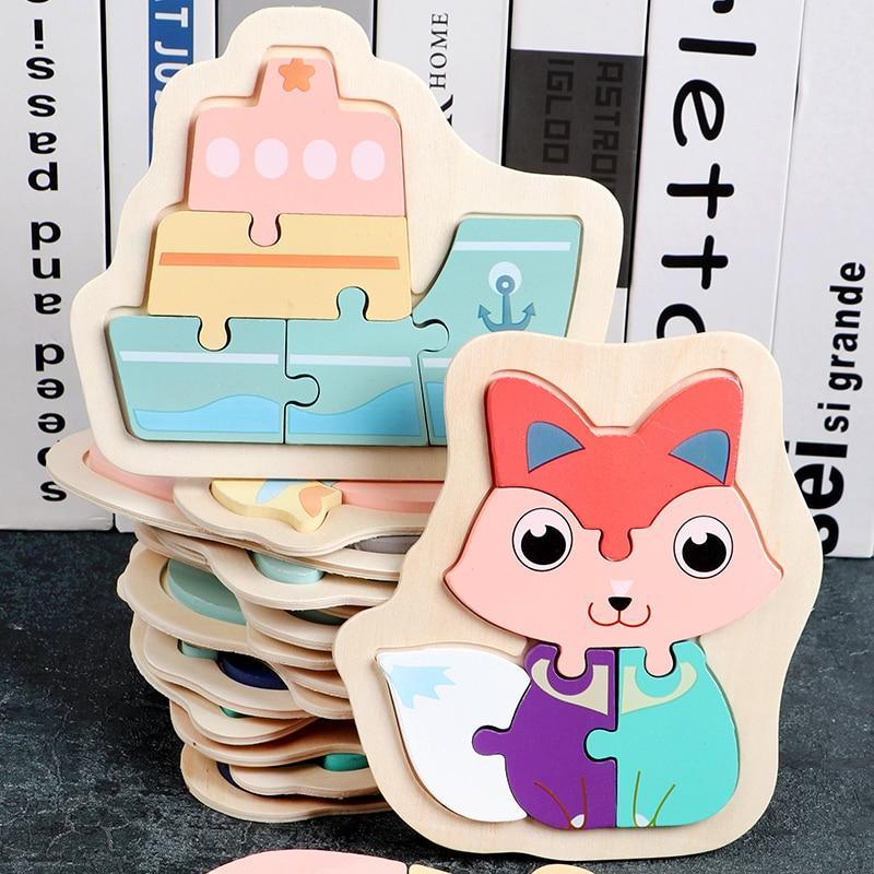 Colorful Animal Wooden Puzzle for Toddlers 2-4 Years Educational Toy