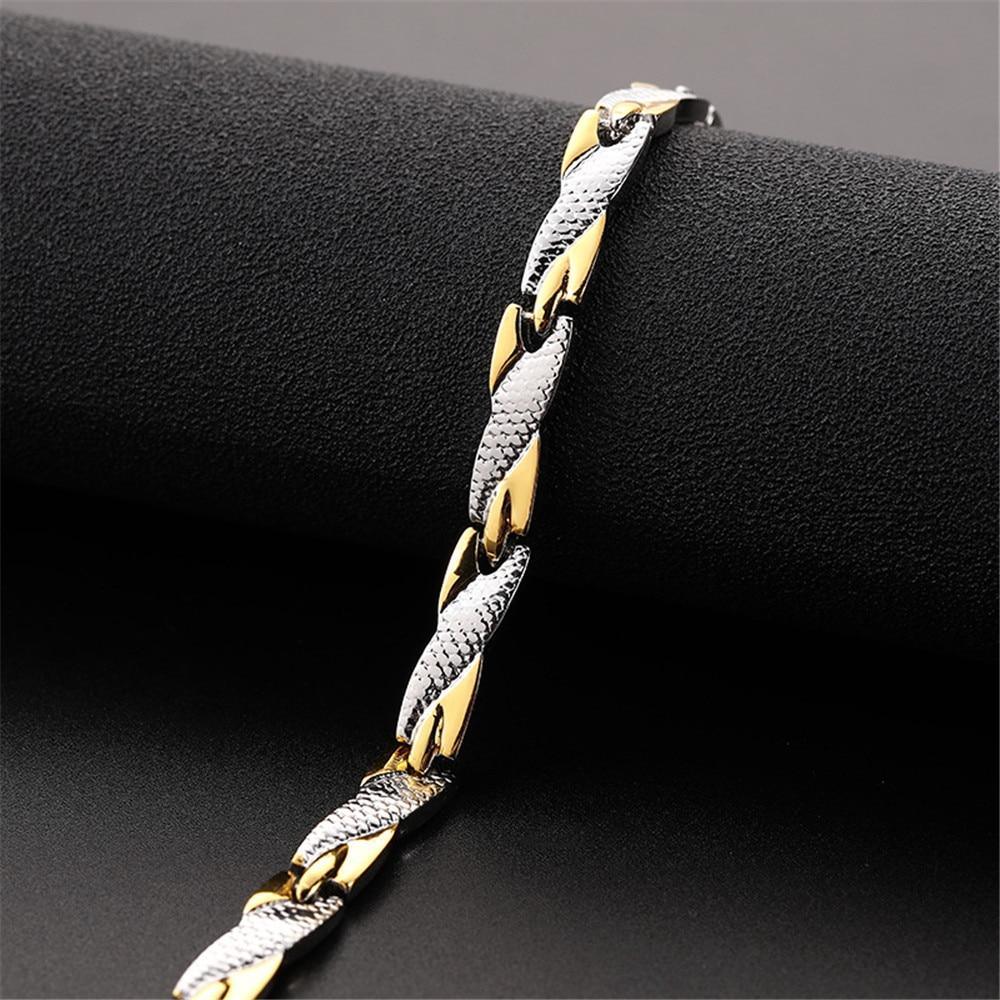 Modern Twisted Magnetic Bracelet in Gold and Silver Tone