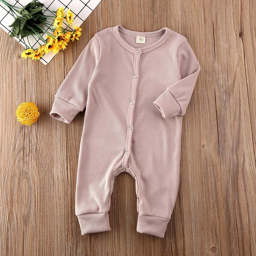 Minimalist Baby Knitted Long Sleeve Romper in Muted Earth Tones