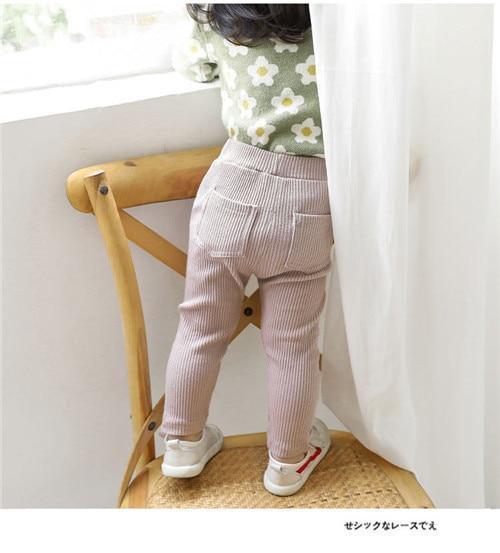 Girls Cotton Patchwork Leggings Soft Knit Candy Color Trousers