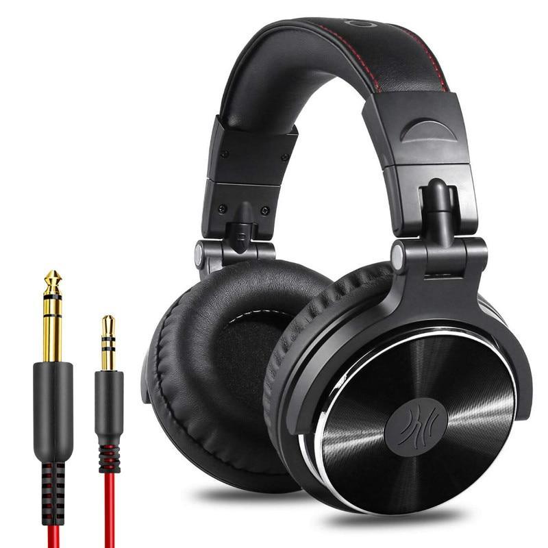 Professional Wired HiFi Studio DJ Headphones with Mic - Black/Rose-Gold