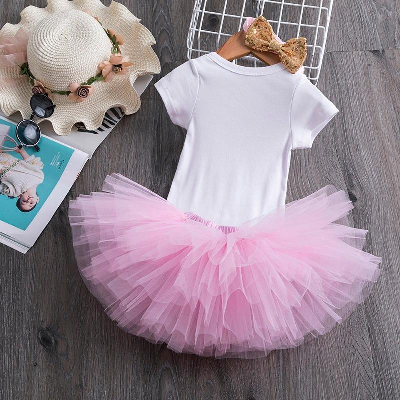Baby Girl 1st Birthday Unicorn Tutu Dress - Pink & Gold Party Outfit