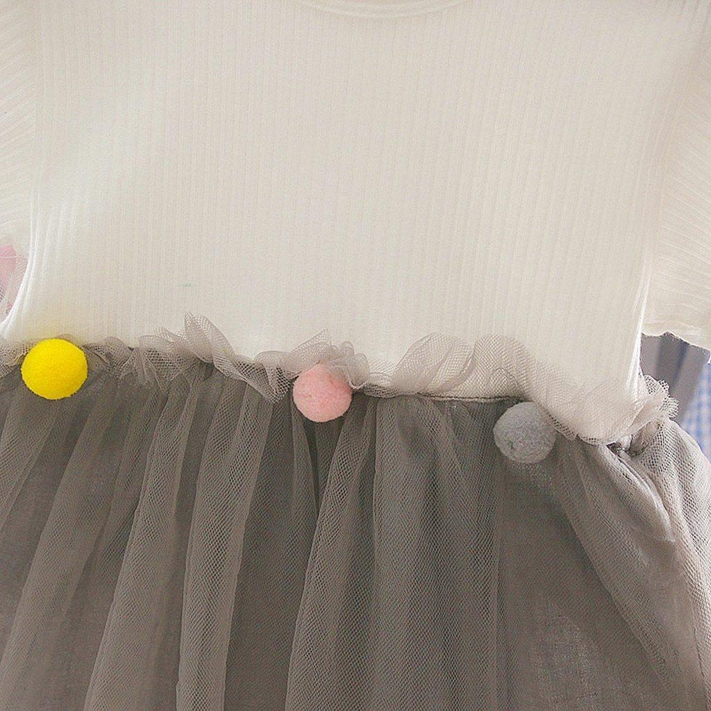 Toddler Girls Patchwork Tulle Princess Dress Casual Knit Playwear