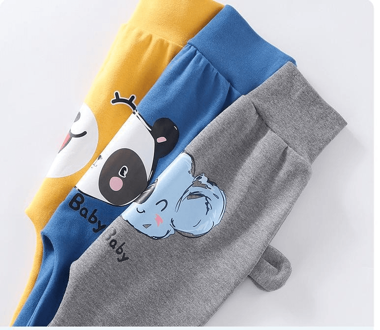 Baby Footed Cotton Bear Pants with Animal Detail