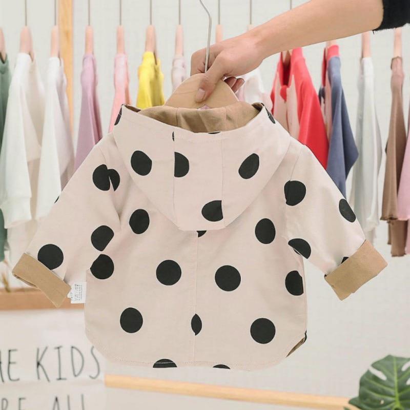Baby Girls Polka Dot Hooded Warm Cotton Coat in Beige Brown Black