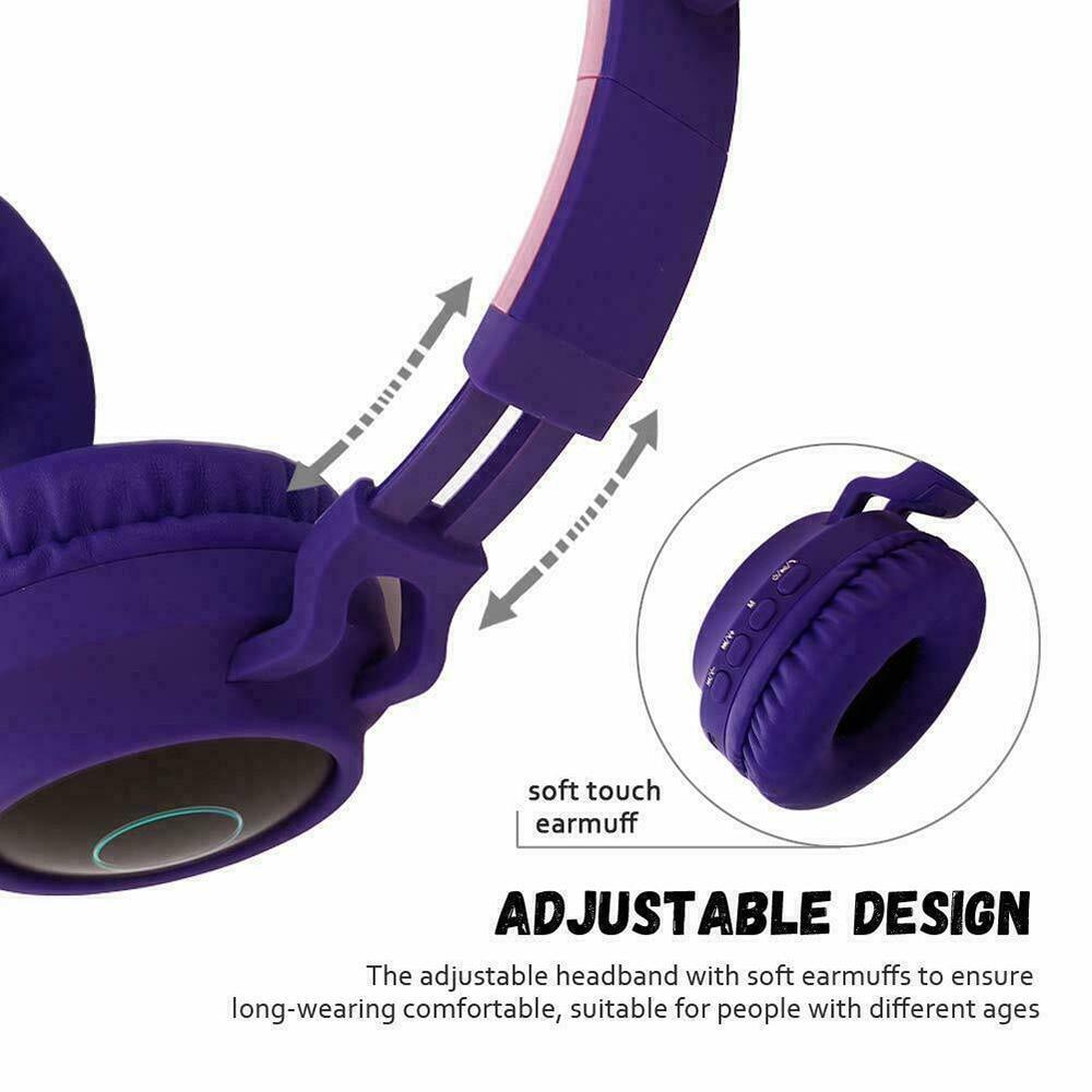 Wireless Bluetooth Foldable Kids Headphones with Microphone - Pink