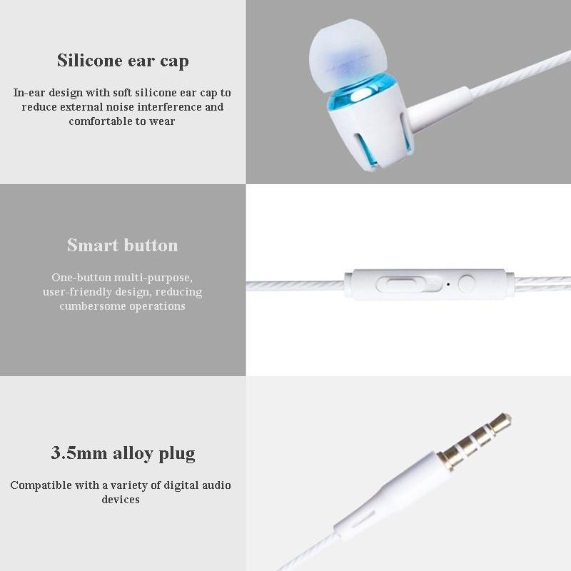 Wired Headphones with Mic & Volume Control - White, Gold, Blue