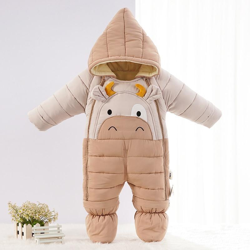 Playful Baby Winter Snowsuit – Cute Calf Design Padded Jumpsuit