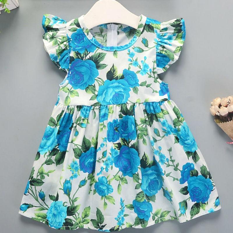 A colorful long-sleeved cartoon dress for baby and toddler girls featuring a zip closure