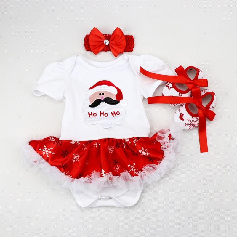 Baby Girl First Christmas Reindeer Tutu Dress and Headband Set