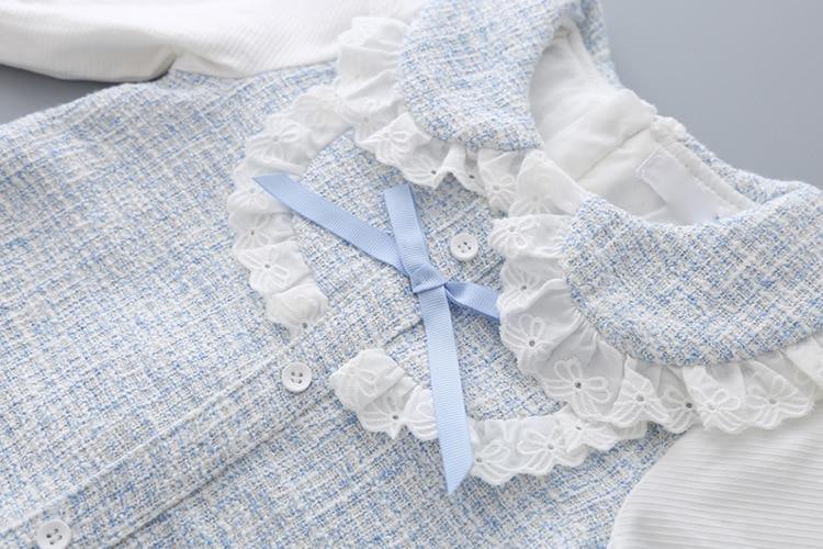 Classic Bow Brim Princess Dress for Toddler Girls, Blue & White