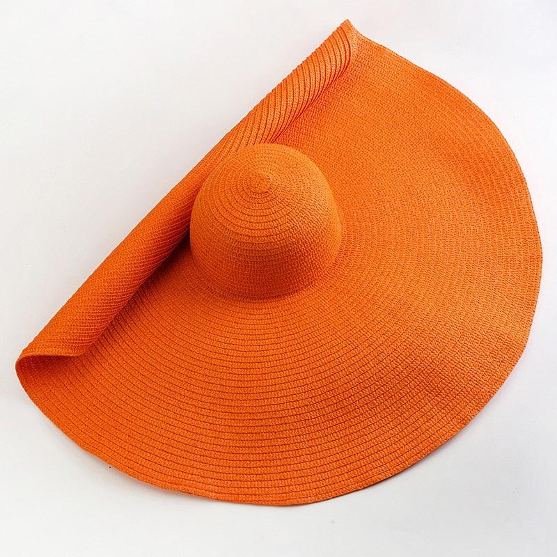 Oversized Wide Brim Straw Sun Hat – Packable UV Protection