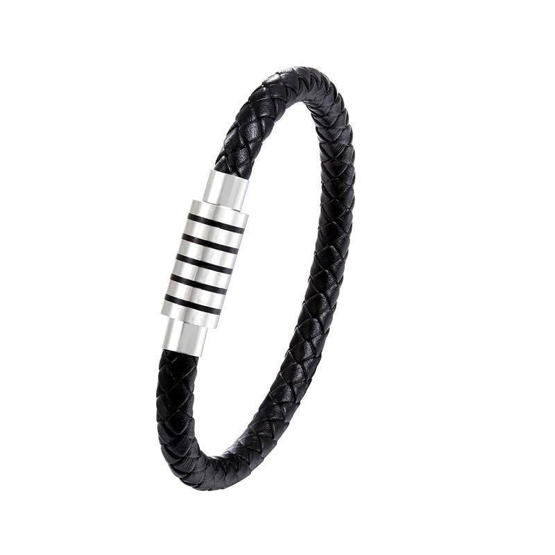 Stainless Steel Anchor Leather Bracelet for Men