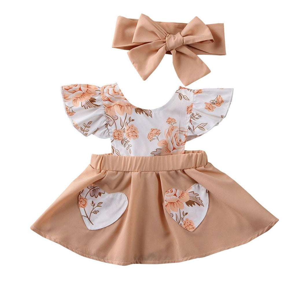 Floral Ruffle Princess Sundress with Big Bow for Baby Girls