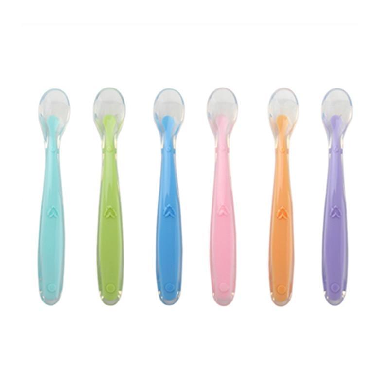 Baby Silicone Feeding Spoon with Temperature Sensing Pastel Colors