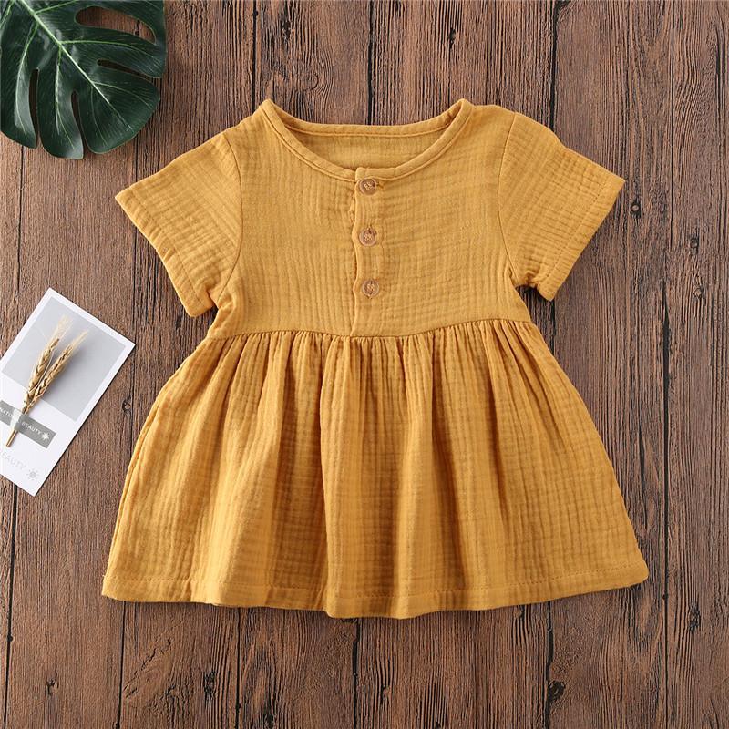 Toddler Girl Minimalist Cotton Linen A-Line Dress
