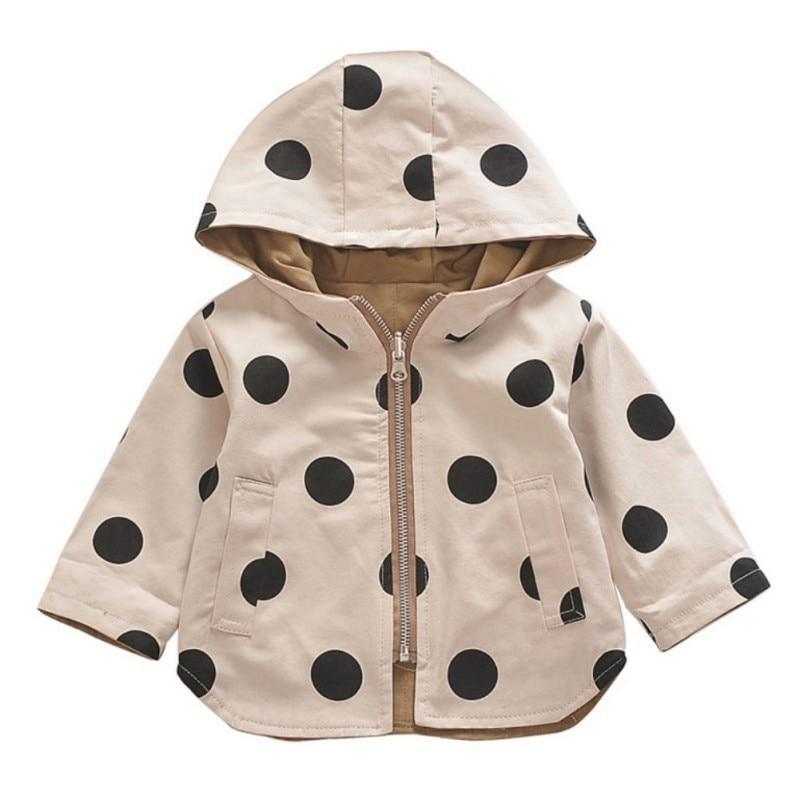 Baby Girls Polka Dot Hooded Warm Cotton Coat in Beige Brown Black
