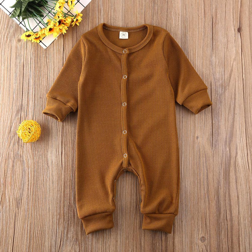 Minimalist Baby Knitted Long Sleeve Romper in Muted Earth Tones