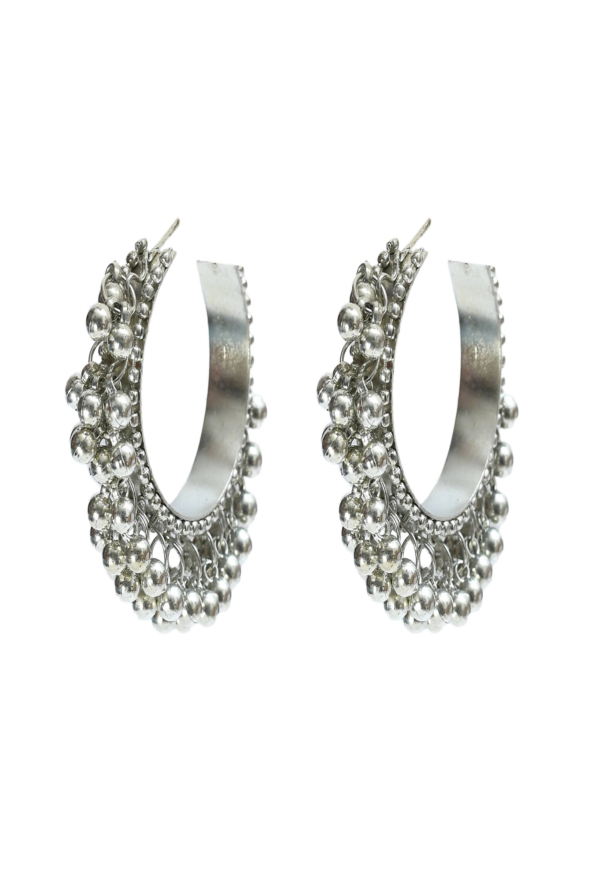 Oxidised silver ghungroo earrings with ethnic bohemian design