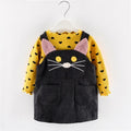 Girls 2-Piece Long Sleeve Dot T-Shirt and Cat Strap Dress Set