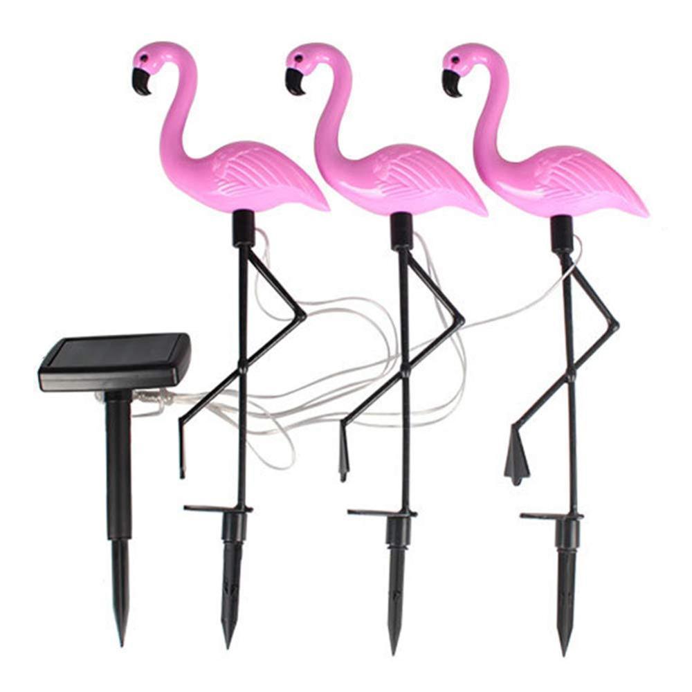 3pc Flamingo LED Solar Garden Lights - Pink Outdoor Yard Decor