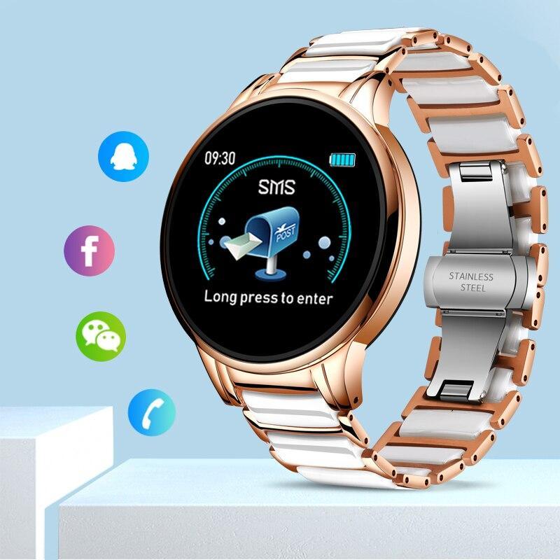 Women’s Ceramic-Style Smart Sport Watch with Health Monitors