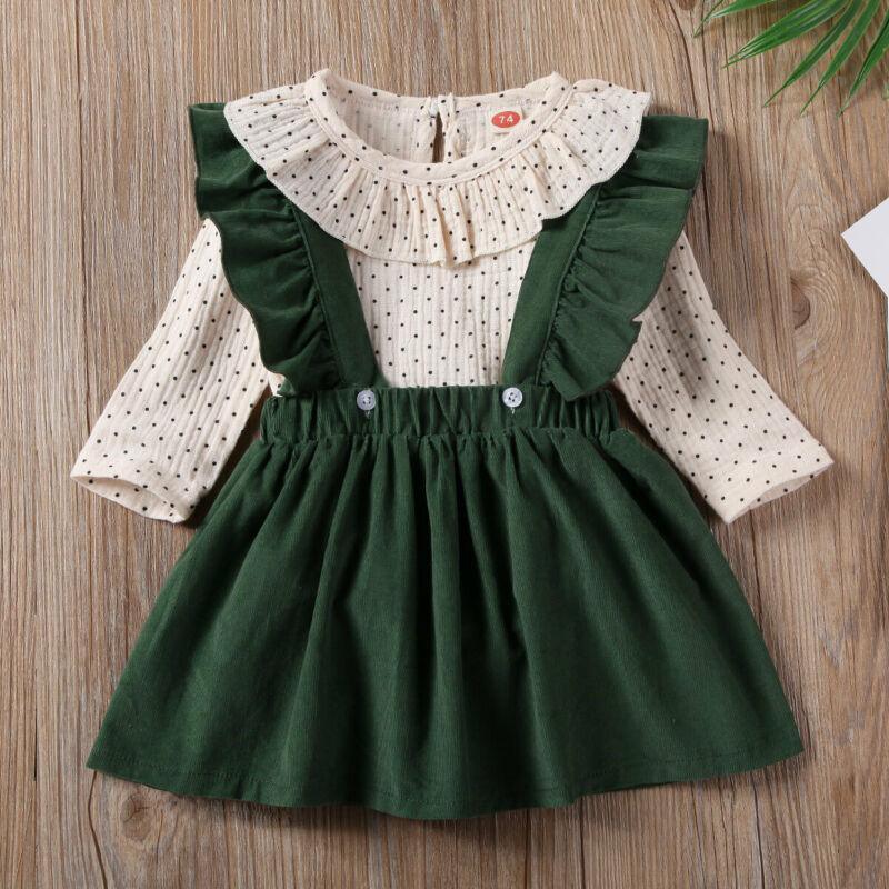 Toddler Girl Polka Dot Long Sleeve A-Line Dress in Beige Burgundy
