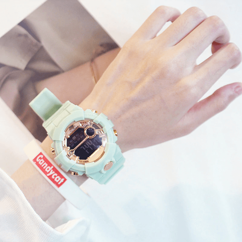 Unisex Digital Sports Watch with LED Colorful Mode and Chrono