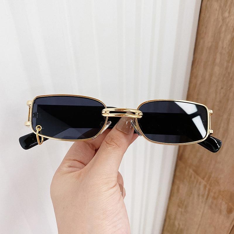 Small Rectangle Sunglasses – Retro Punk Style Rimless Shades