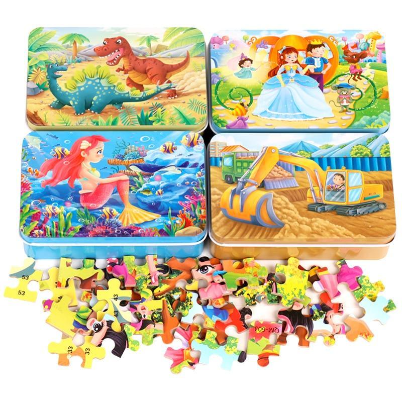 60-Piece Wooden Cartoon Animal Jigsaw Puzzle for Kids