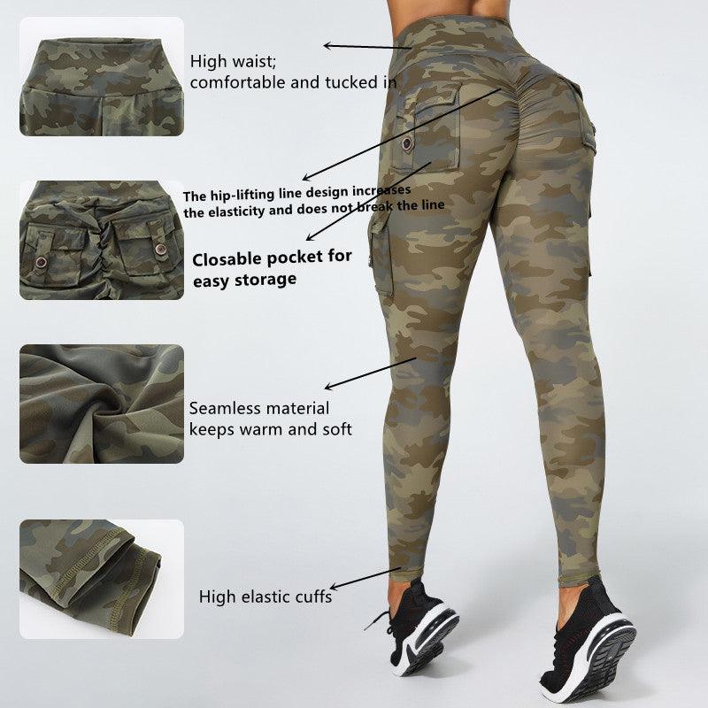 Women's Camouflage Yoga Leggings with Pockets High-Waist Gym Pants