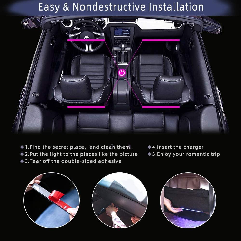 RGB LED Car Strip Lights with App Control & Music Sync Waterproof