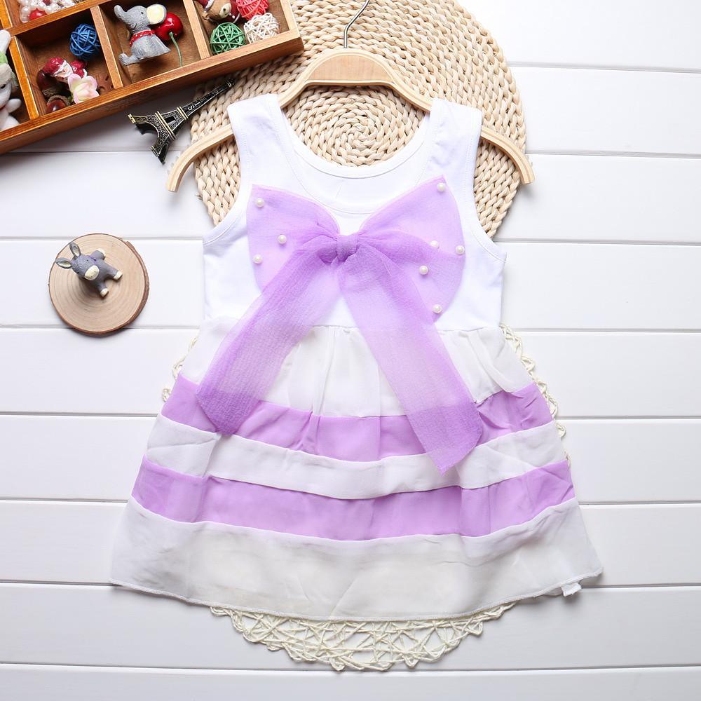 Baby Girl Sleeveless Purple Stripe Chiffon Tutu Sundress