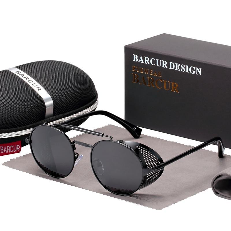 Steampunk Round Polarized Sunglasses with UV400 Protection
